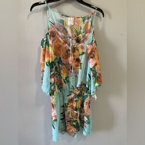 Sheer floral tunic or beach coverup XS/SP Becca